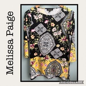 Melissa Paige 3/4 Sleeve Hi-Lo Tunic Size Petite Small